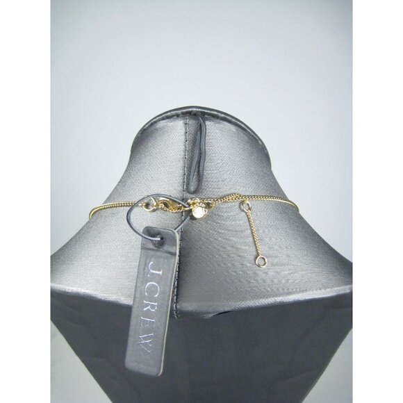 J.Crew Gold Tone Necklace Circle Bar Pendant Chain Modern Signed Geometric Charm - Picture 10 of 10